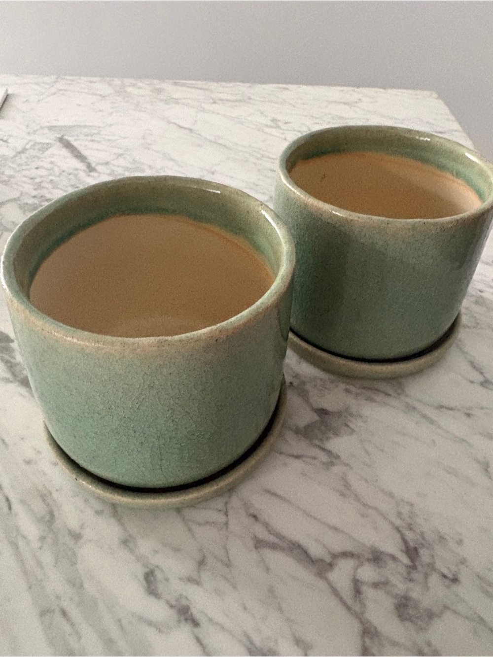 Sage Green 5“ Ceramic Planter Pots - Set of 2